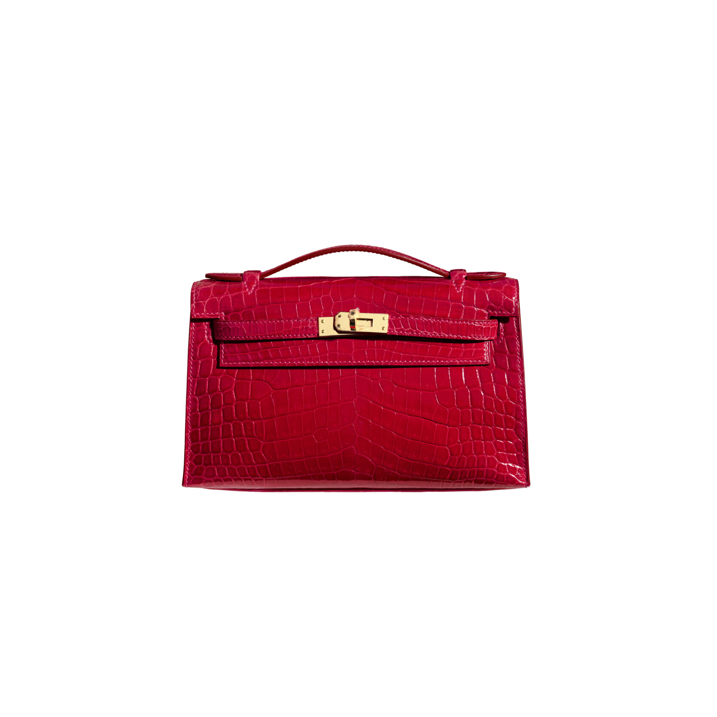 HERMÈS MASTER SHINY BRAISE NILOTICUS CROCODILE KELLY POCHETTE BAG WITH GOLD HARDWARE (22*14*7cm)